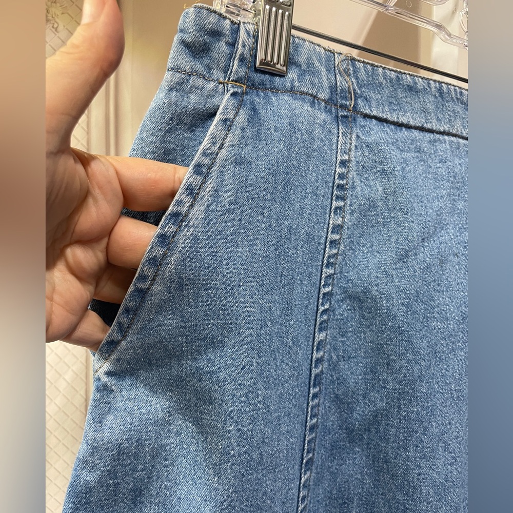 Vintage Original TY Wear A Line Midi Denim Cotton Skirt Size 8 Pockets - Picture 4 of 6